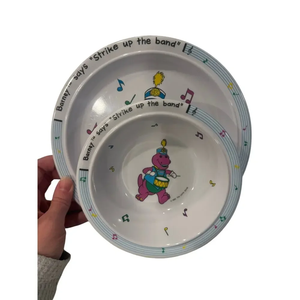 Vintage 1992 Barney the Dinosaur Melamine Plate & Bowl Set - Selandia - Picture 2 of 5
